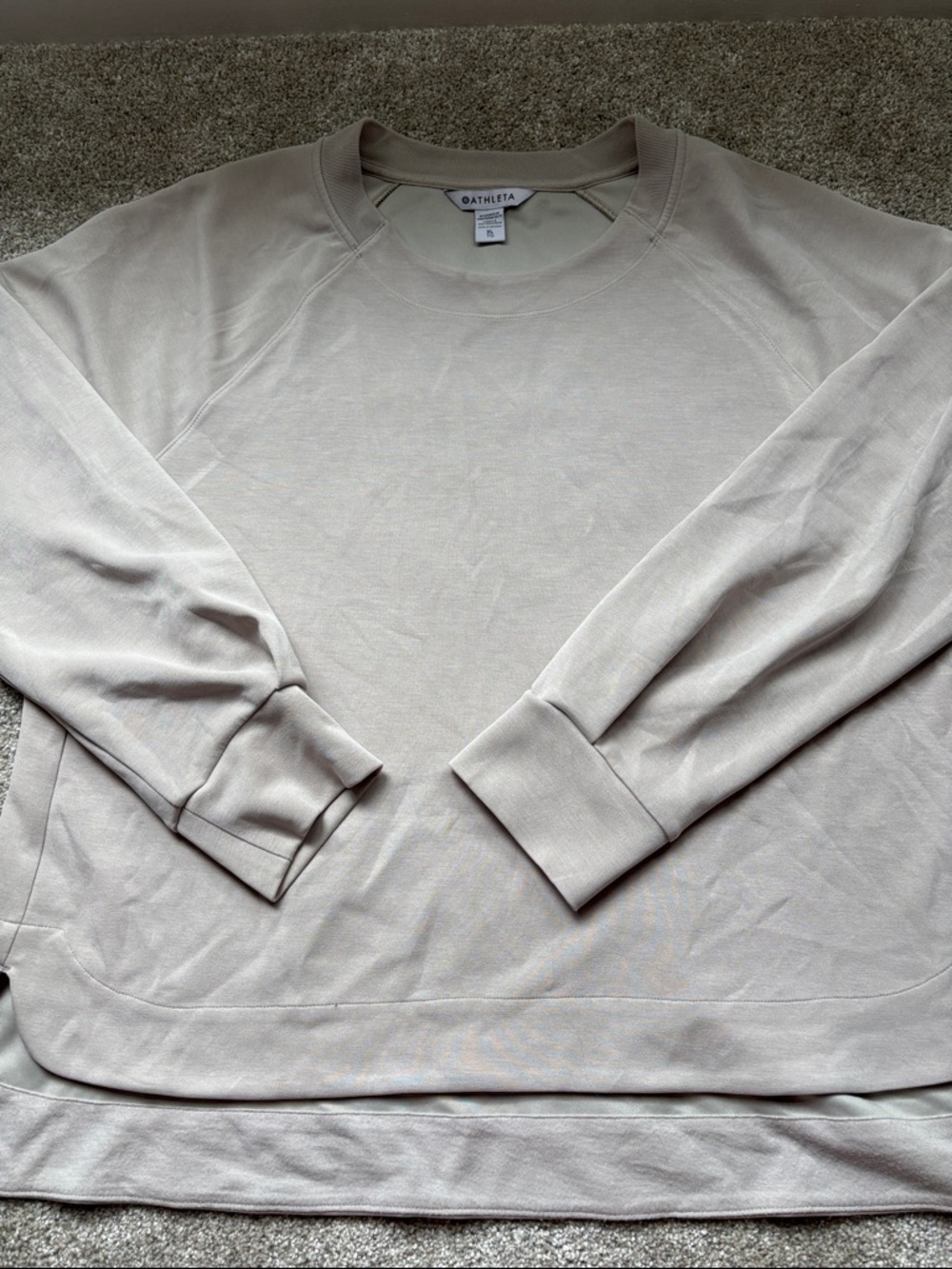 Athleta Neutral Beige Long Sleeve Crew Sweatshirt